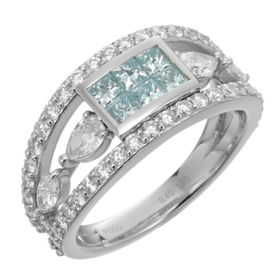 PT950 アイスブルーダイヤモンドリング計0.4ctUP