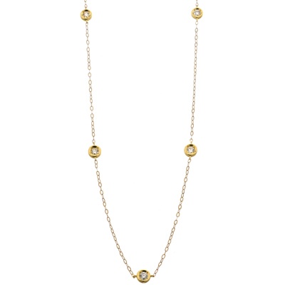 18KYG ダイヤモンド ステーションネックレス