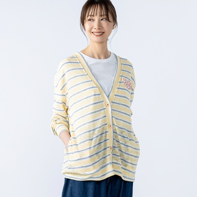 PERSONS テレコボーダーカーディガン