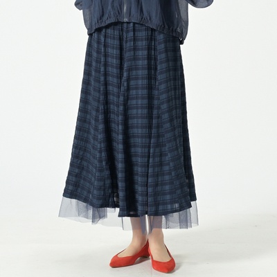 Remite シアーチェックパネルスカート