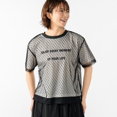 KILA MODA チュールレースドッキングメッセージプルオーバー
