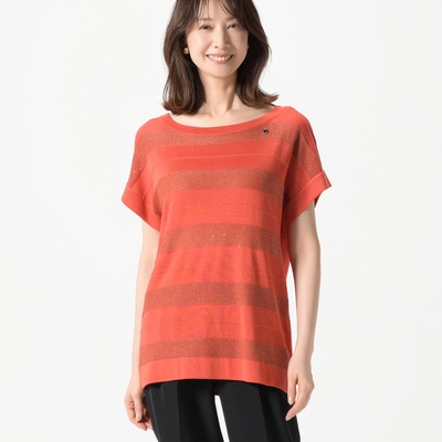 PCD スパンコール使いボーダーニットプルオーバー
