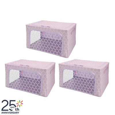 スタッキングできる 窓付き収納BOX 同色3個セット