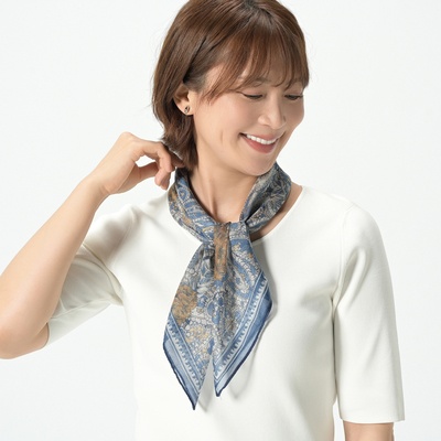  Beauty Fit ふわ軽シアープリントスカーフ - 756418