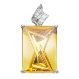 18K WG シトリン&ダイヤモンド ペンダントヘッド