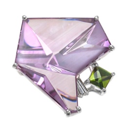 18K WG アメシスト&グリーントルマリン ペンダントヘッド