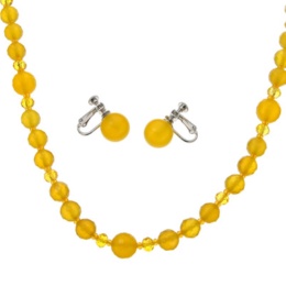 カルセドニー ネックレス&イヤリング/ピアス セット[キャローラ]