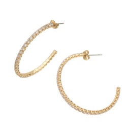 キュービックジルコニア シンプル フープピアス [イザベル]