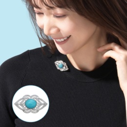 スリーピングビューティートルコ石CZデザインブローチ[ベアーテ]