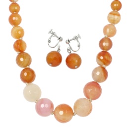 めのうエレガントネックレス&イヤリング/ピアスセット [リベルタ]