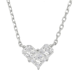 DIAMONIQUE SS 大人のプチハートネックレス 計0.42ct