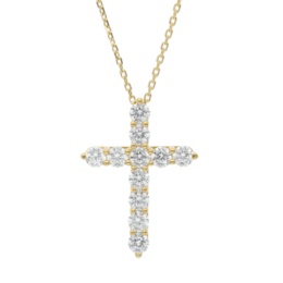 DIAMONIQUE SS シンプルリッチ クロスネックレス 計1.1ct