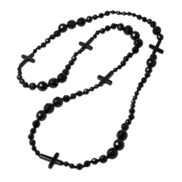 ブラックカルセドニー クロスモチーフ ロングネックレス [マナ]