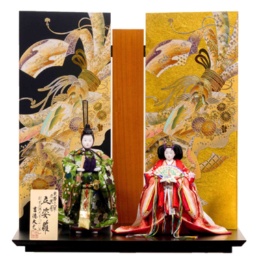 「吉徳大光」金彩のし目屏風 立姿雛