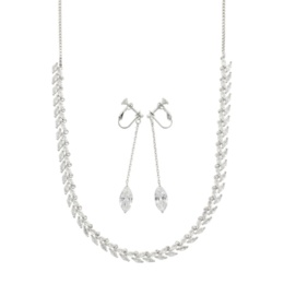 マーキスCZ ラインネックレス&イヤリング/ピアスセット [キャサリン]