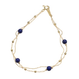 18K YG ラピスラズリ 2連チェーン ブレスレット