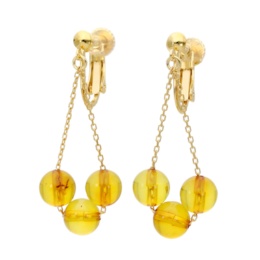 琥珀 トラピーズデザイン イヤリング/ピアス