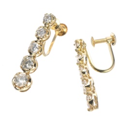 18K ダイヤモンド Iライン イヤリング/ピアス計1.0ctUP