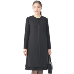 東京ソワール ウォッシャブルノーカラーロングジャケット