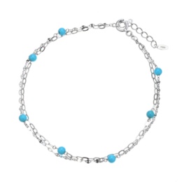 スリーピングビューティートルコ石 純プラチナ 2連ブレスレット