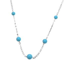 スリーピングビューティートルコ石 純プラチナステーションネックレス