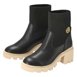 Anne Coquine ニットコンビ刺繍入りトラックソールブーツ