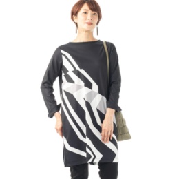 BOUTIQUE JUNKO リニアアートワークプリントチュニック