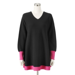 ReginaEve ギザコットン100% ソフトV配色フレアチュニック