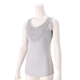 Stylemaker アラベスク調レース綿混汗取付タンクトップ