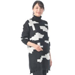 BOUTIQUE JUNKO スクエアドットニットジャガードチュニック