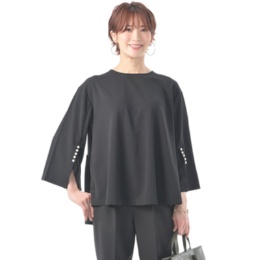 Beauty Fit パール調ビジュー付きカットソーブラウス