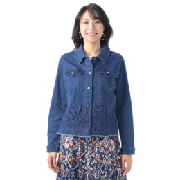 Julia K NYC レースアップリケストレッチデニムジャケット
