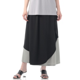 BOUTIQUE JUNKO 幾何学切替ラップ風ロングスカート