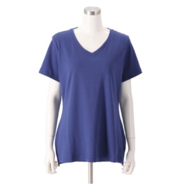 Isaac Mizrahi Liveシルキーコットン裾スリットVネックTシャツ