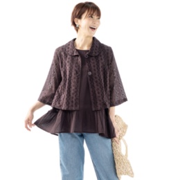 myM インド綿レースボレロ