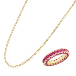 シンセティックルビー フルエタニティリング チェーン付[イブリン]