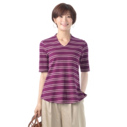 Isaac Mizrahi Live Vネックボーダープルオーバー