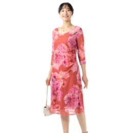 Isaac Mizrahi Live7分袖丈プリントメッシュワンピース