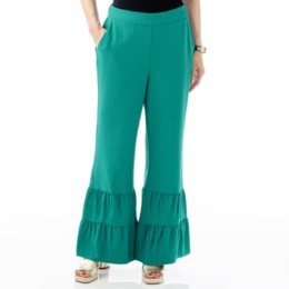 Isaac Mizrahi Live クレープ素材ティアードヘムパンツ