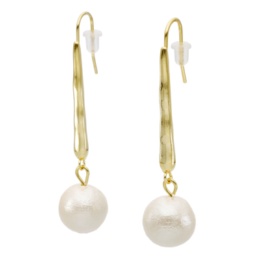 Anne Coquine オフホワイトコットンパール ピアス