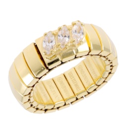 ステンレス/シルバー925 マーキスカットCZ ストレッチリング