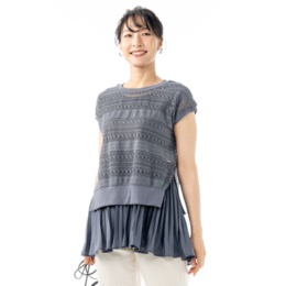 calma レースとプリーツ着回しアンサンブル