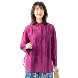 Let Me Glow シアーギャザリングオーバーサイズシャツ