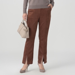 Isaac Mizrahi Live フェイクスウェード裾スリットパンツ