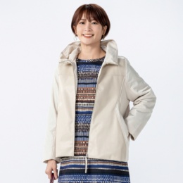 リアール 異素材Mixフェイクレザーブルゾン