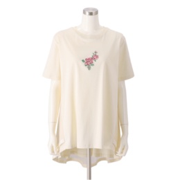 レイクアルスター ローズクロスステッチ刺繍チュールTシャツ