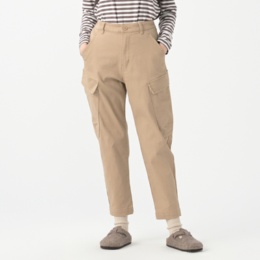 KiKKi ウォッシュドサテン裏微起毛カーゴカラーストレッチパンツ