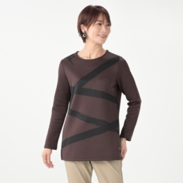 BOUTIQUE JUNKO ブラシリボンプリントプルオーバー