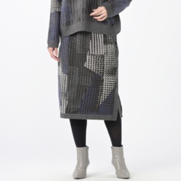 SUPERLADY ジオメトリック柄ジャガードニットスカート