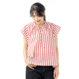 Give Re-collection ストライプギャザーシャツ